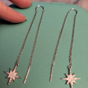 Silver threader earrings with CZ